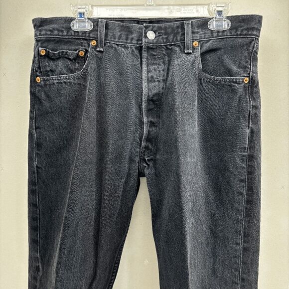 Vintage Levis 501 Jeans Mens 34x30 Black Denim Button Fly Straight MEX 2000 Y2K - Picture 8 of 8
